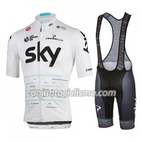 Conjunto Maillot + Culotte Corto con tirantes 2017 Team Sky N003